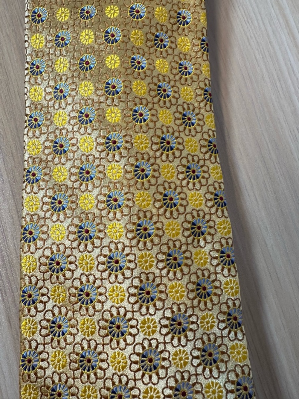 Robert Talbott Yellow Gold Floral Silk Tie Extra Long - Picture 2 of 5
